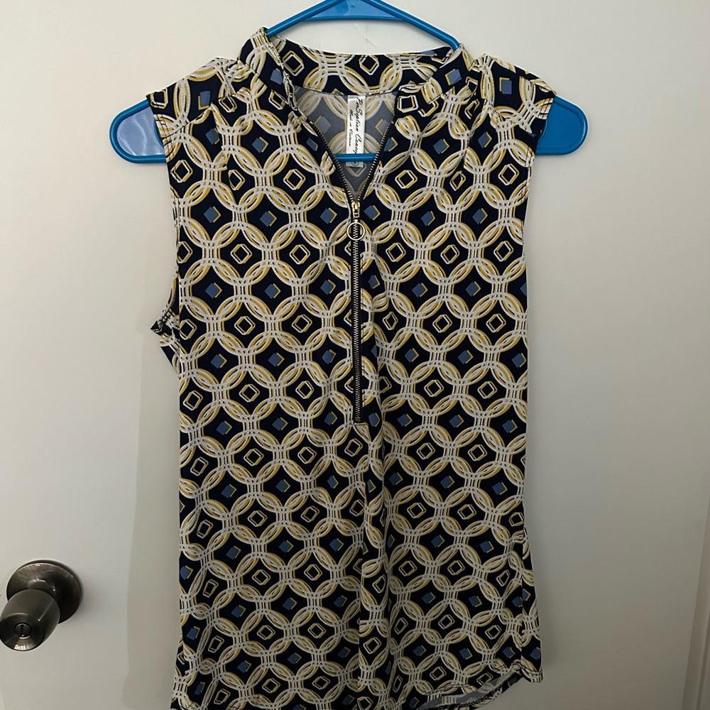 PerSeption Concept Blouse / navy & yellow